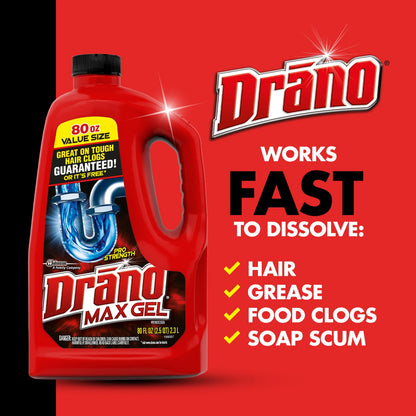 Drano Max Gel Drain Clog Remover, 80 oz, 1 Count