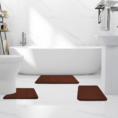 MAGULA Bathroom Rug Sets 3 Piece, Brown