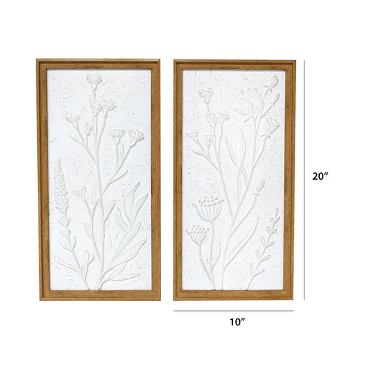 Harbortown White Floral 10" x 20" Framed Art Print (Set of 2)