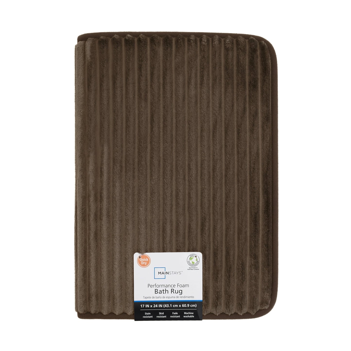 Mainstays Brown Performance Foam 17"x 24" Bath Rug