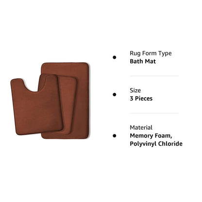 MAGULA Bathroom Rug Sets 3 Piece, Brown