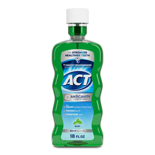 ACT Anticavity Fluoride Mouthwash, Triple Action, Mint, 18 fl. oz.