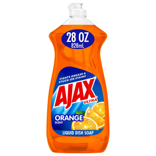 Ajax Ultra Triple Action Dishwashing Liquid Dish Soap, Orange Scent, 28 Fluid Ounce