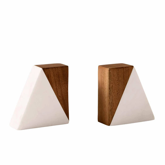 Better Homes & Gardens Wood and Marble Bookends, 1.77" x 4.56"