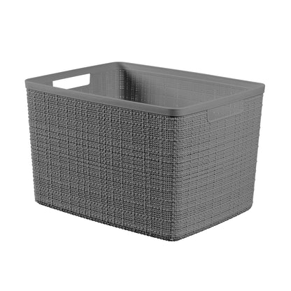 Curver Jute Large Grey Plastic Storage Basket