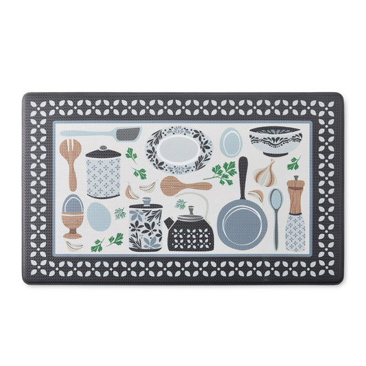 Mainstays Multicolor Kitchen Mat, Kitchen Utensils Tea, 18"W x 30"L, 1 Piece