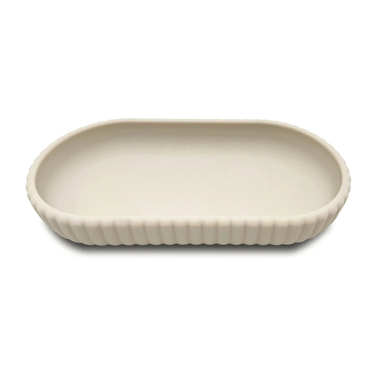 Mainstays Rubberized Plastic Ribbed Accessory Tray, Beige