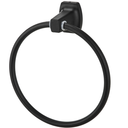 Mainstays Square Style Wall Mount Steel Towel Ring, Matte Black Finish