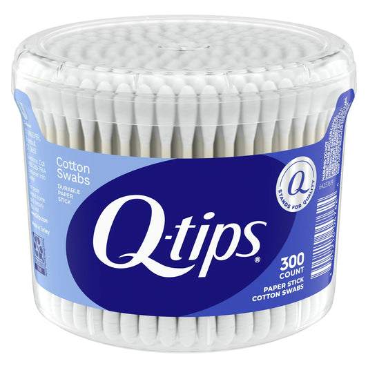 Q-tips Cotton Swabs Vanity Tub, Original, for Home, First Aid and Beauty, 100% Cotton, 300 Count