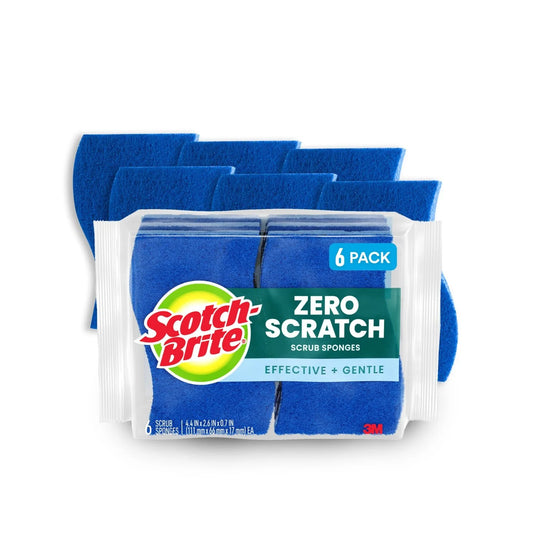 Scotch-Brite Non-Scratch, Zero Scratch Scrub Sponges, 6 Sponges