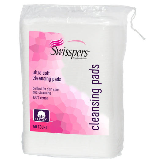 Swisspers Premium 100% White Cotton Cleansing Pads, 50 Count