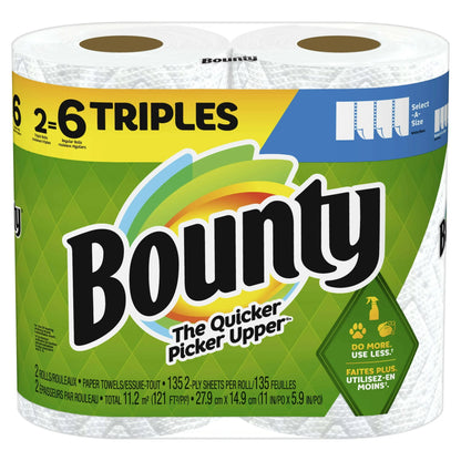 Bounty Paper Towels Select-a-Size, 2 Triple Rolls